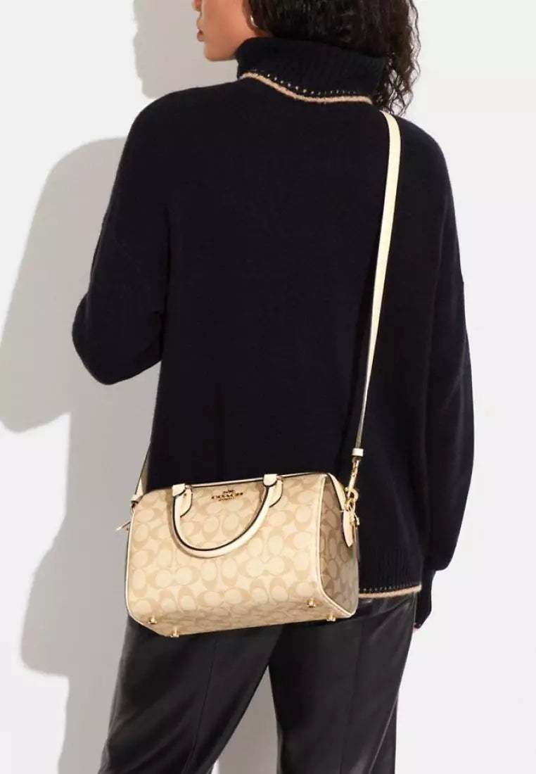 Coach Rowan Satchel In Blocked Signature Canvas