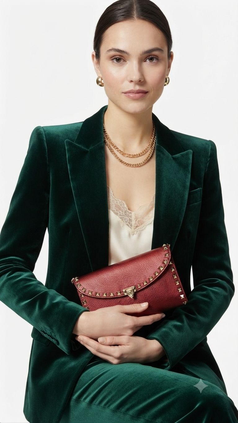 Valentino Garavani Rockstud Metallic Chain Clutch