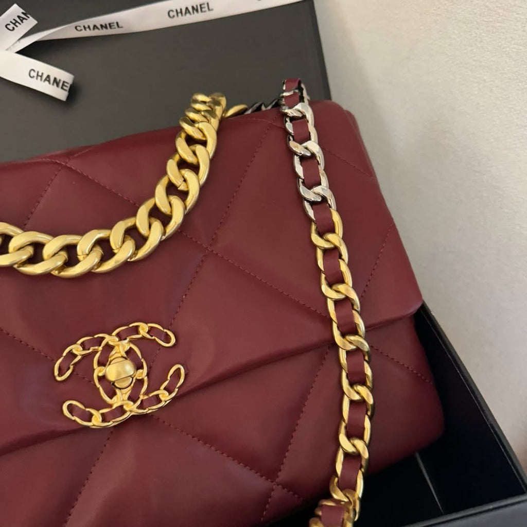 Chanel 19 Flap Bag in Burgundy Leather