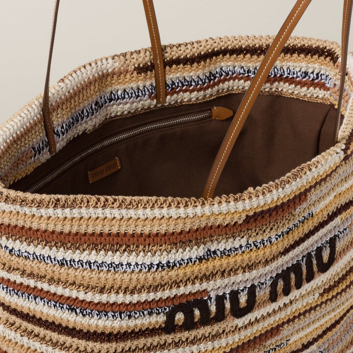 Miu Miu Striped Crochet Tote Bag