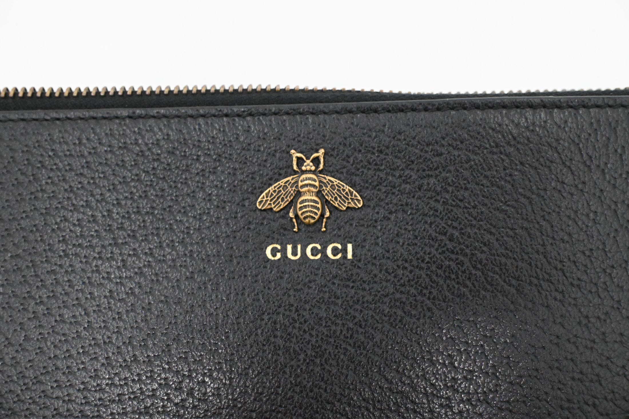 Gucci Bee Clutch in Black Leather