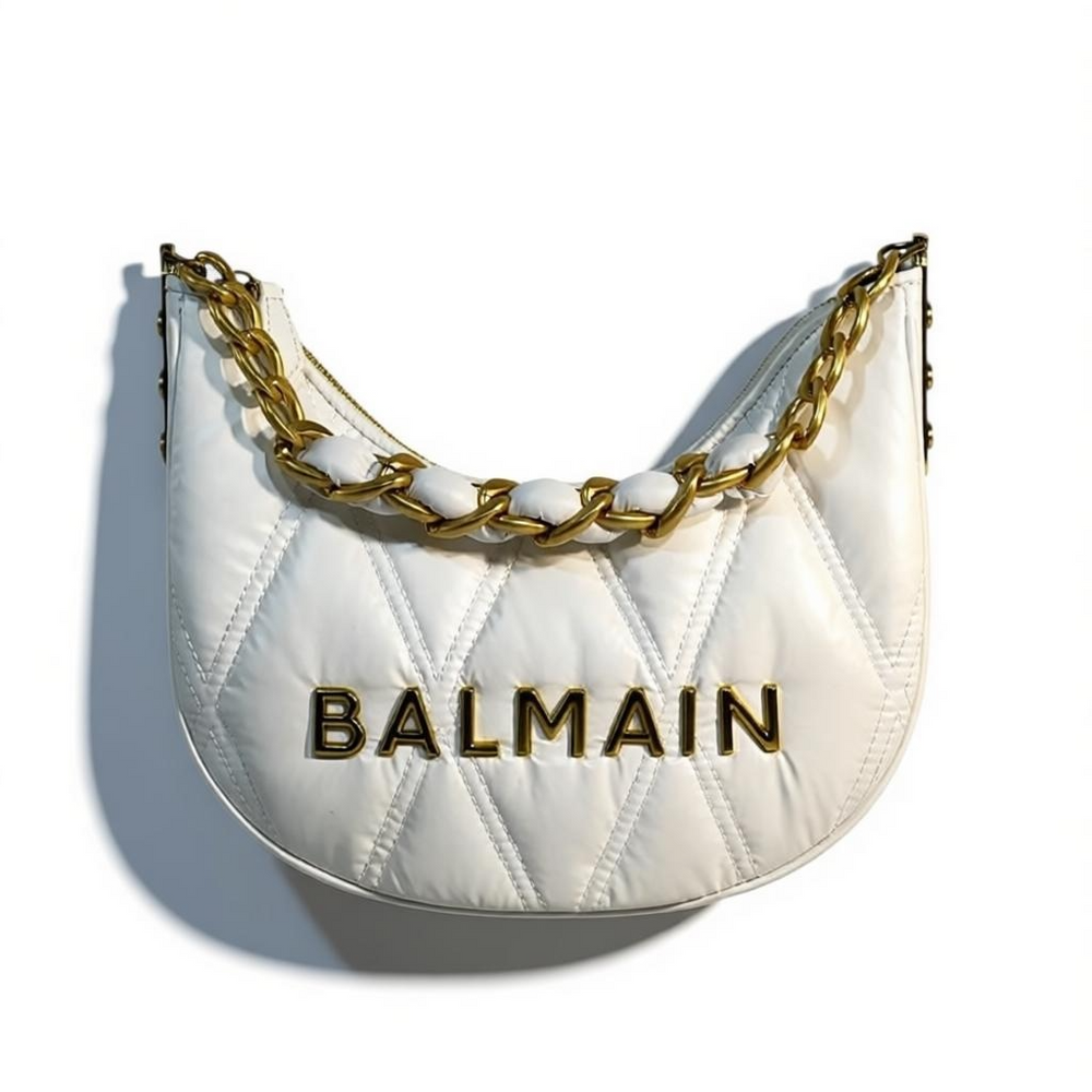 Balmain Quilted Crescent Bag