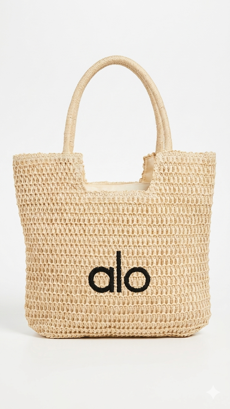 Alo Yoga Crochet Raffia Tote Bag