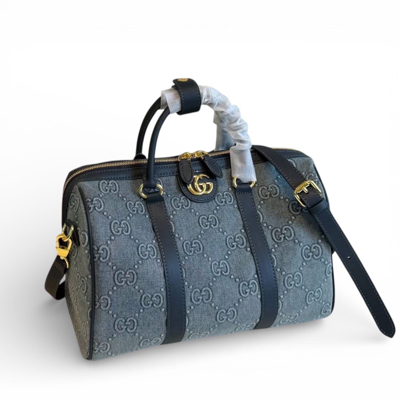 Gucci GG Denim Boston Top Handle Bag