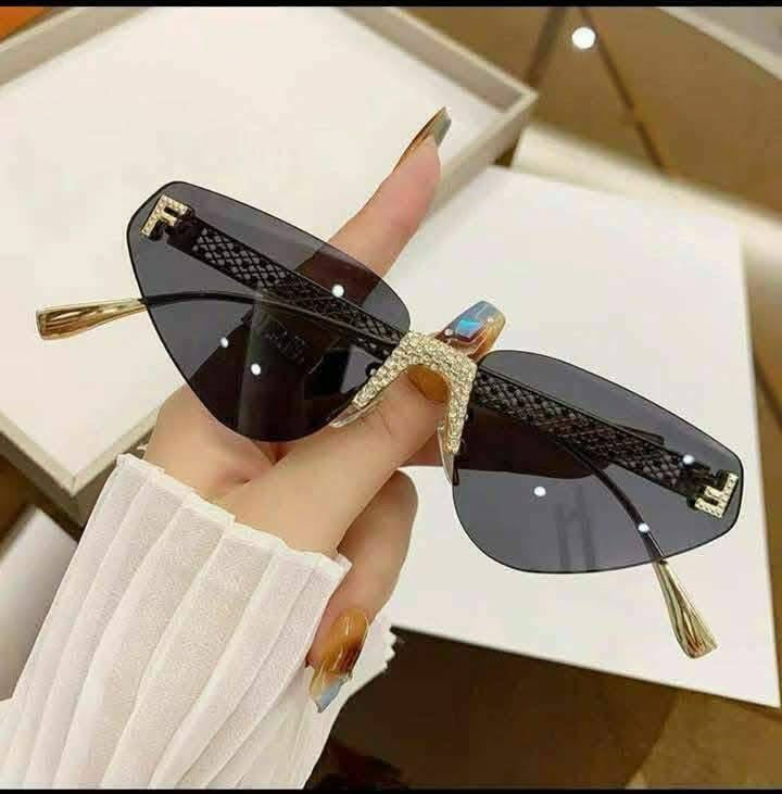 Fendi Crystal-Embellished Rimless Cat-Eye Sunglasses