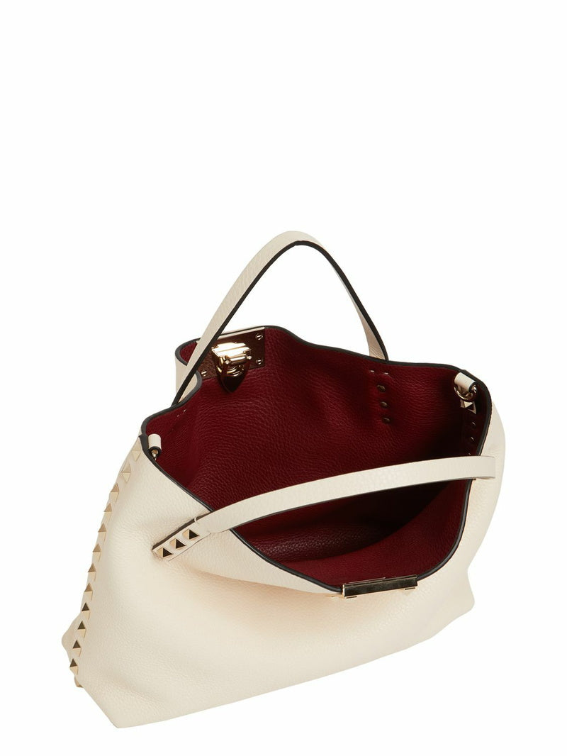 Valentino Rockstud Leather Tote Bag with Detachable Pouch