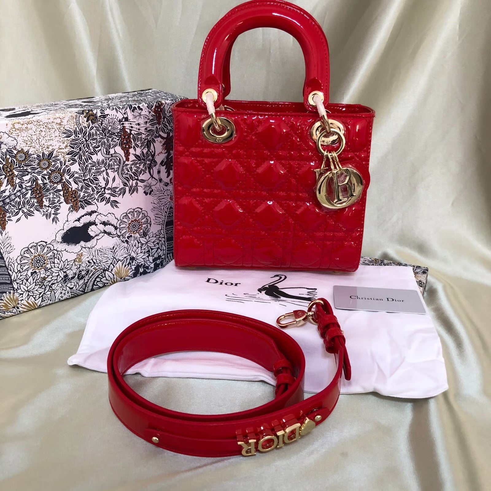 Lady Dior Patent Leather Bag