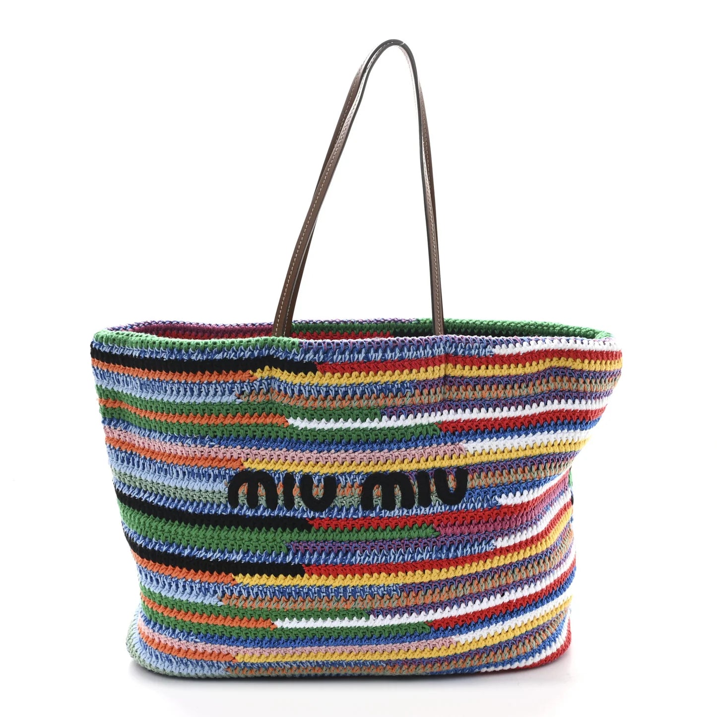 Miu Miu Striped Crochet Tote Bag
