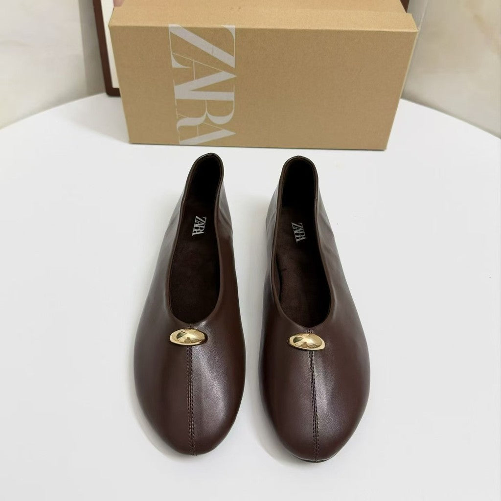 Zara Leather Ballet Flats