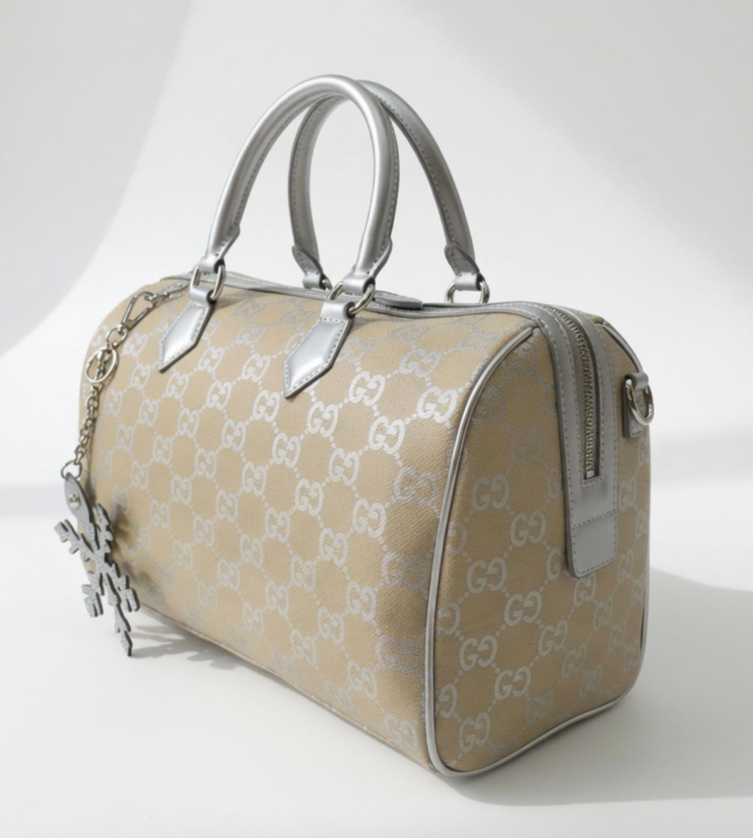 Gucci GG Monogram Boston Bag with Snowflake Charm