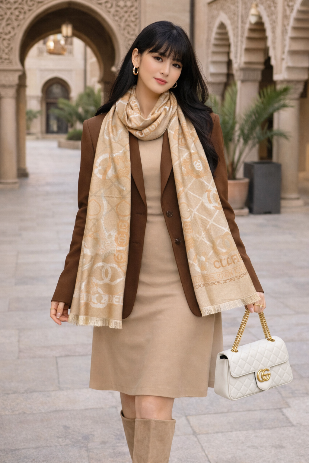 Chanel Double-Face Silk Scarf