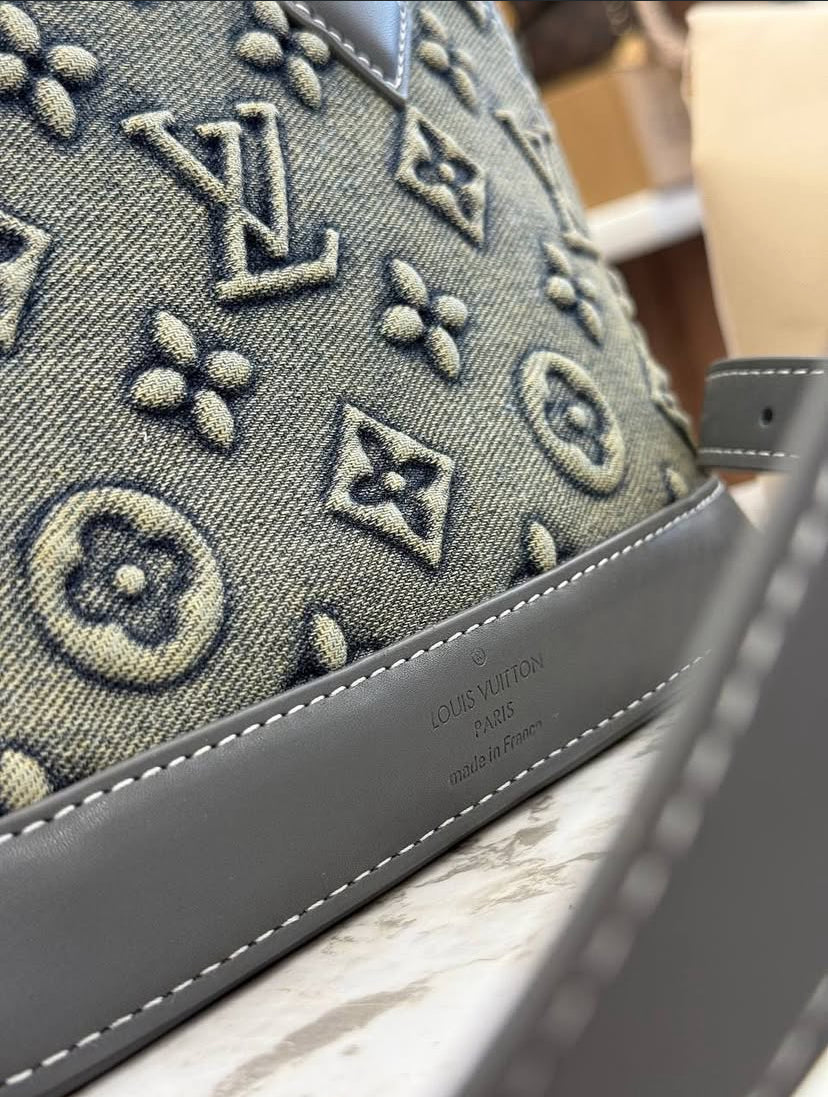‏Louis Vuitton Alma BB Denim Bag – Blue Monogram with Grey Leather trim