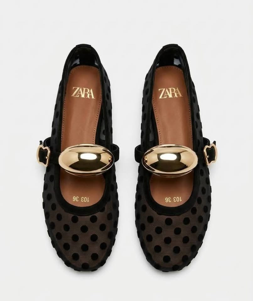 Zara Statement Buckle Ballet Flats