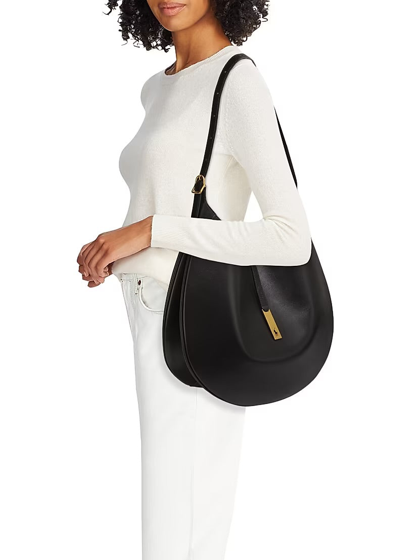 Polo Ralph Lauren Polo ID Leather Hobo Shoulder Bag