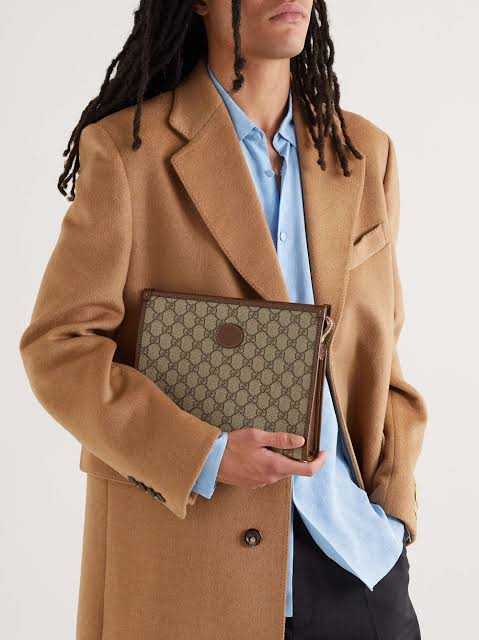 GUCCI BROWN GG INTERLOCKING POUCH