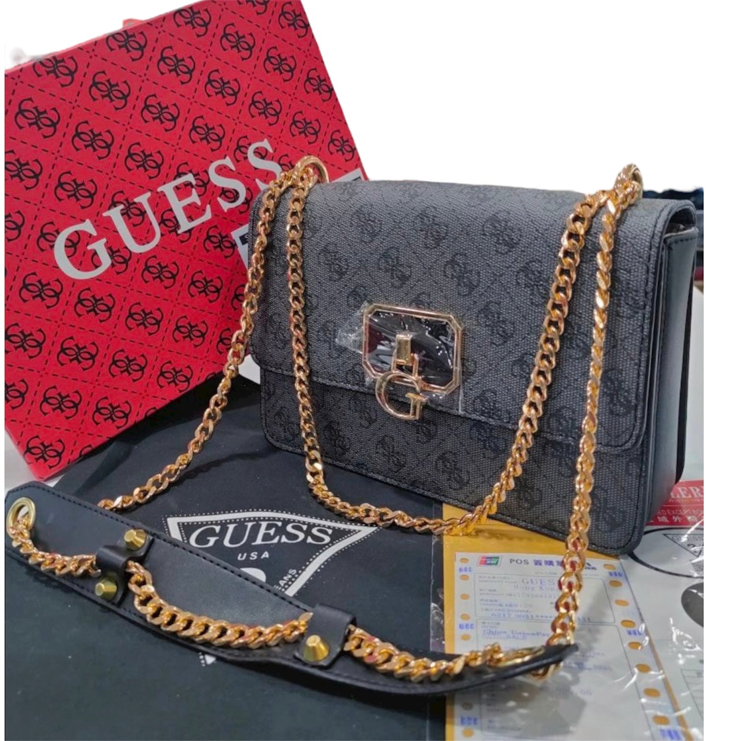 Guess Logo Chain Shoulder Bag