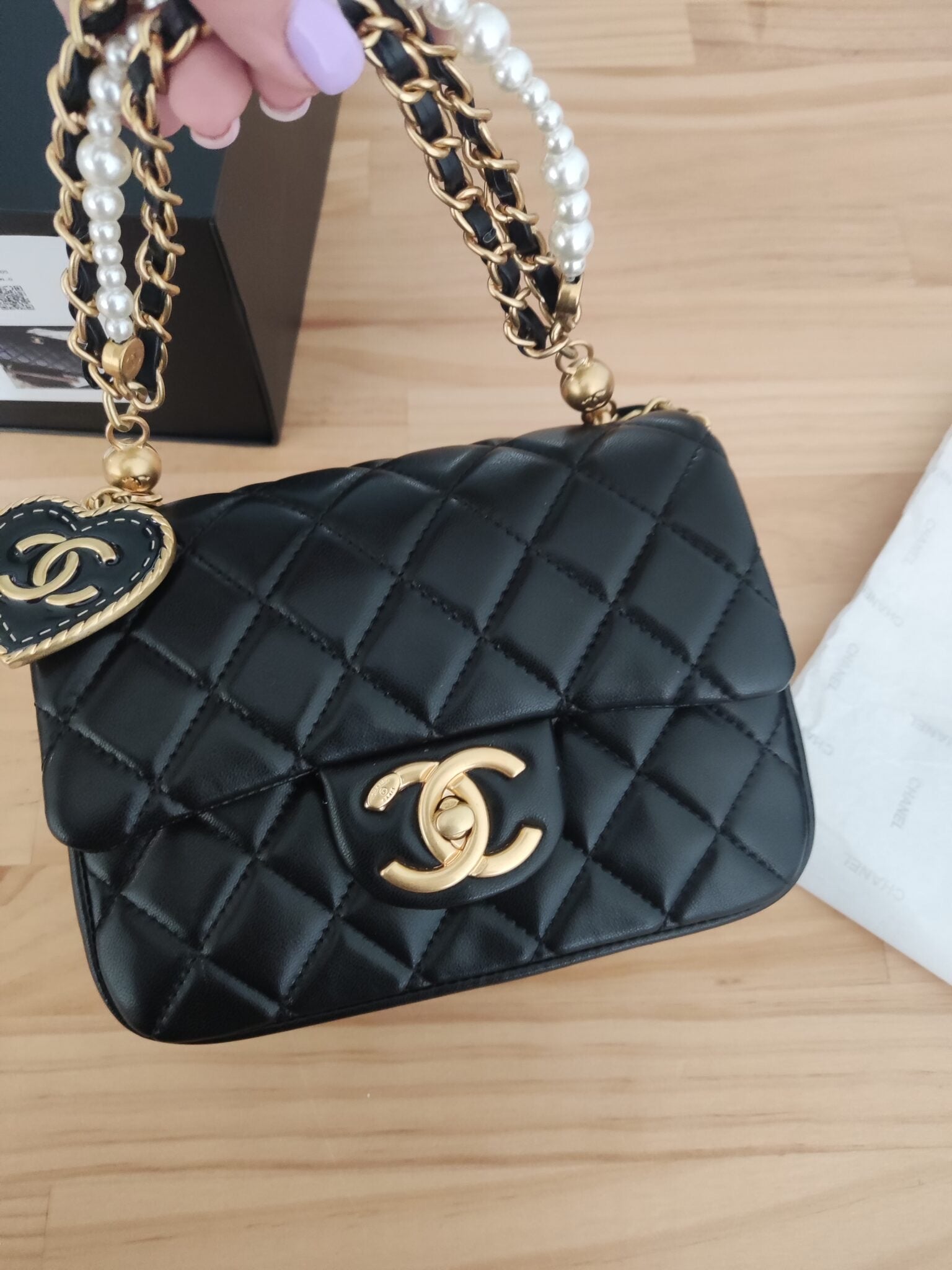 Mini Quilted Chain Shoulder Bag with Charm Details