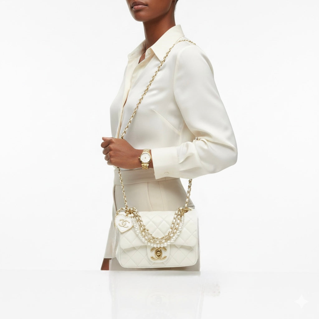 Mini Quilted Chain Shoulder Bag with Charm Details