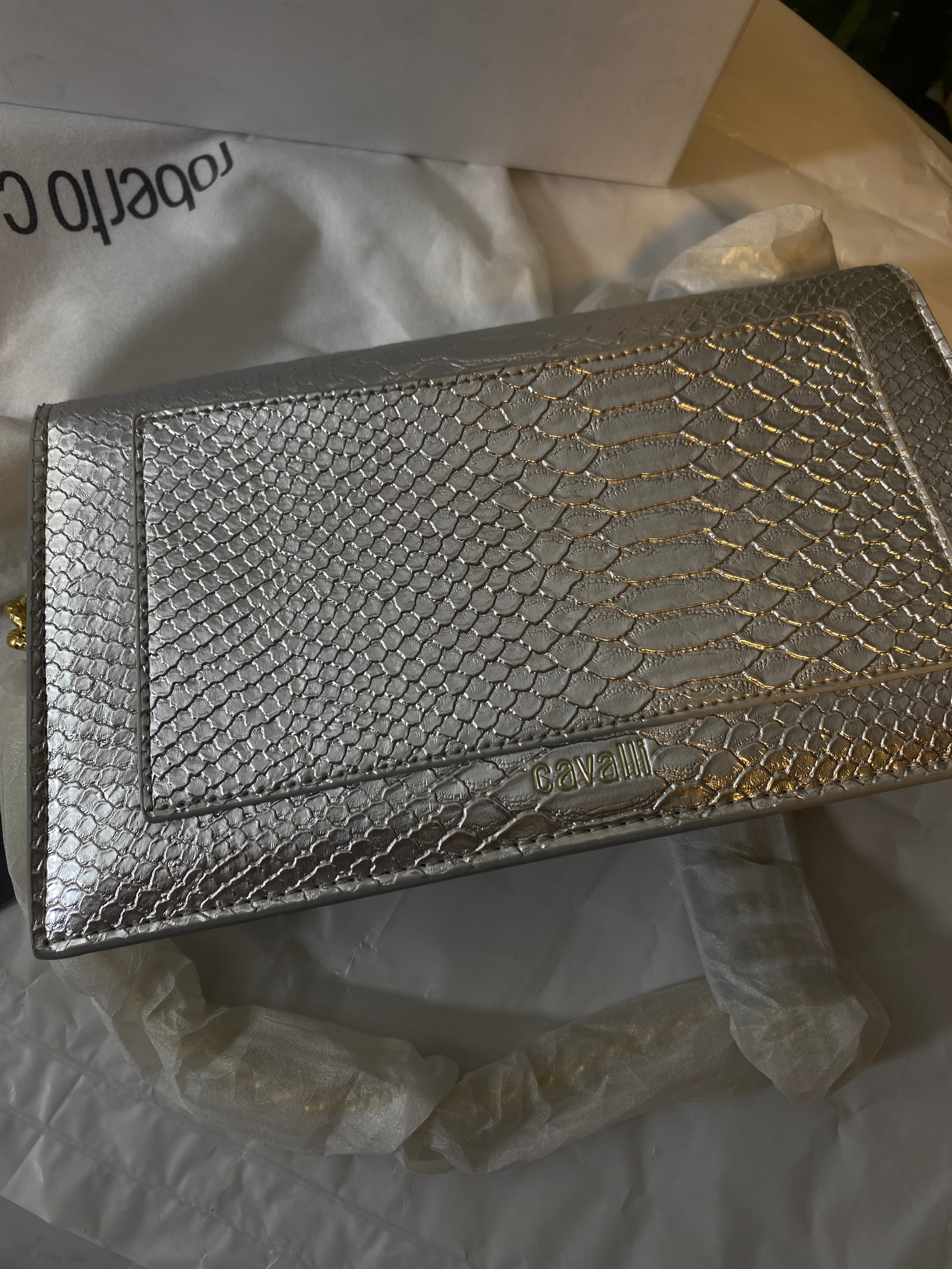 Roberto Cavalli Snake-Texture Bag
