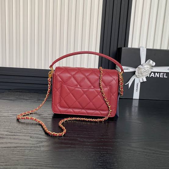 Chanel Shiny Caviar Quilted Mini Top Handle Flap Bag