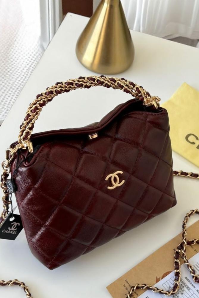 Chanel Quilted Lambskin CC Crystal Signature Chain Hobo Bag