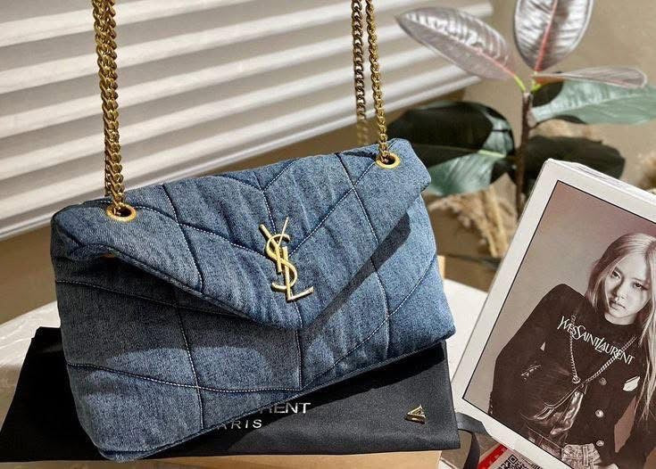 Saint Laurent Puffer Toy Bag in Denim