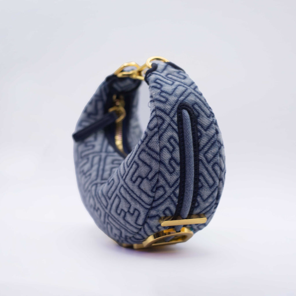 Fendi FF Logo Jacquard Mini Hobo Bag