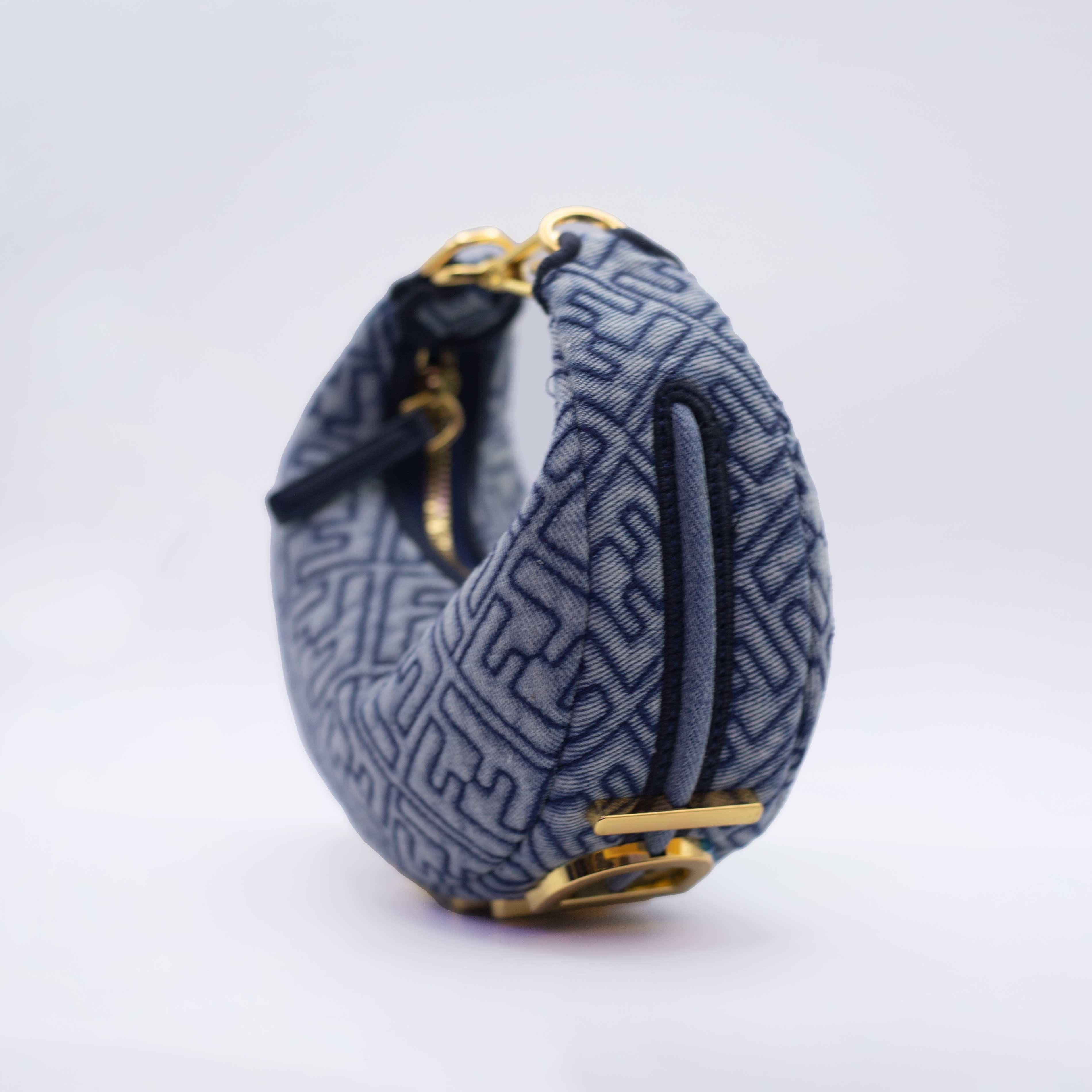 Fendi FF Logo Jacquard Mini Hobo Bag