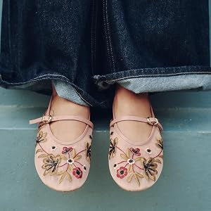 Zara Embroidered Mesh Mary Jane Ballet Flats