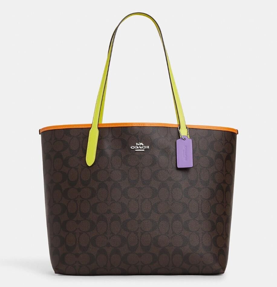Coach City Tote In Colorblock Signature Canvas