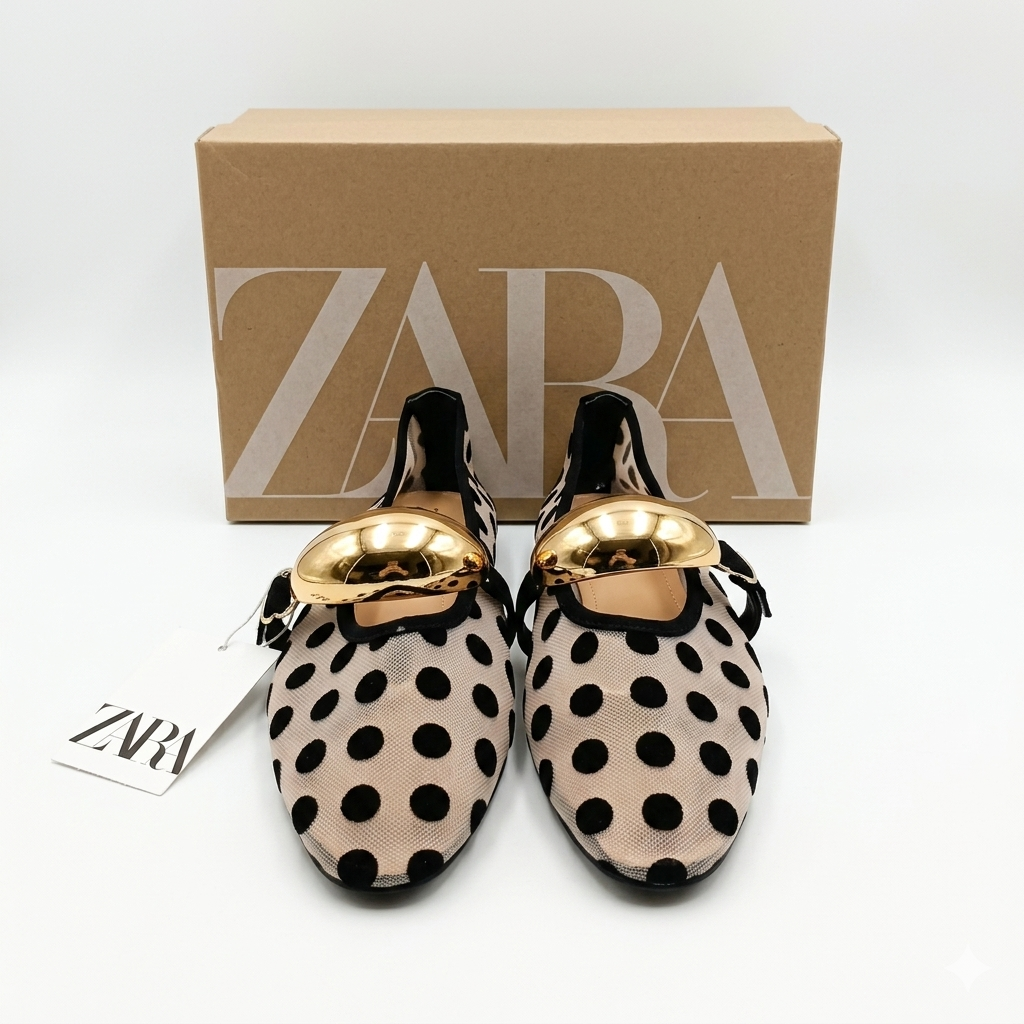 Zara Statement Buckle Ballet Flats