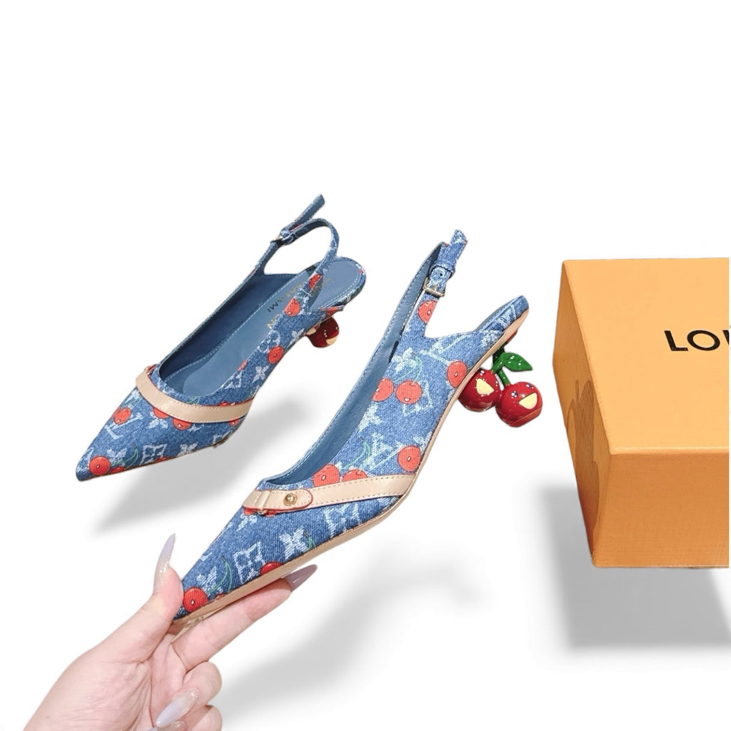 Louis Vuitton Cherry Monogram Slingback Heels