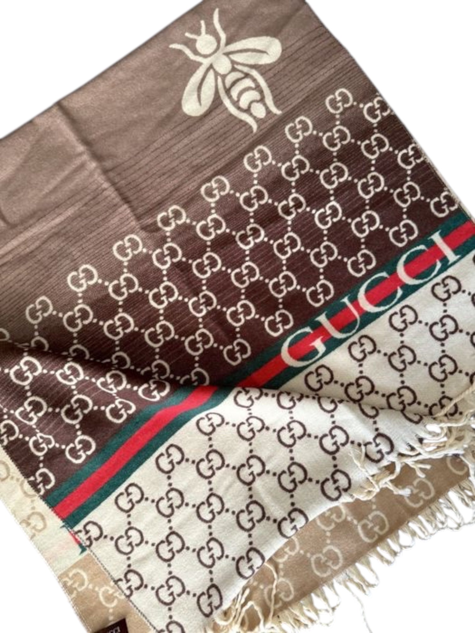 Gucci GG Bee Jacquard Double-Face Wool Scarf