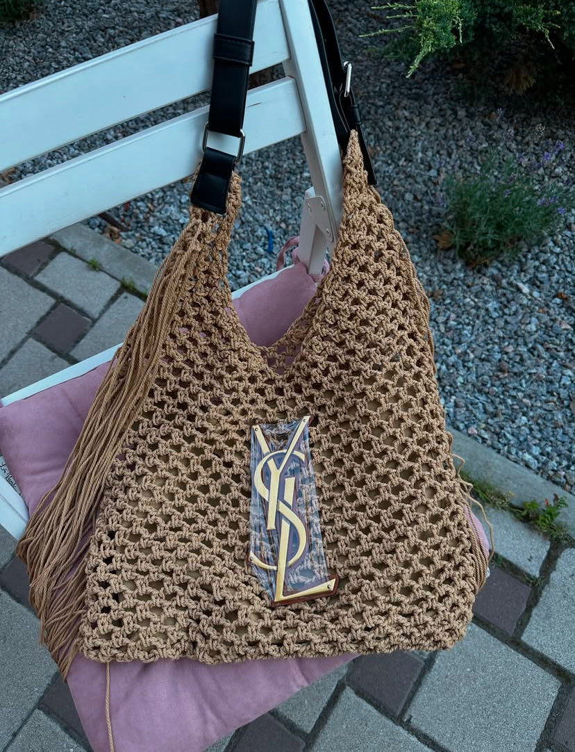 Saint Laurent Crochet Fringe Hobo Bag