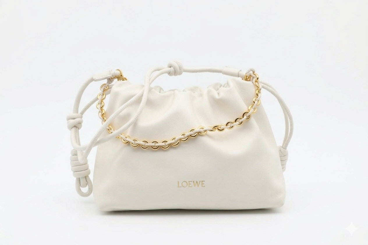 Loewe Flamenco Leather Chain Clutch Bag
