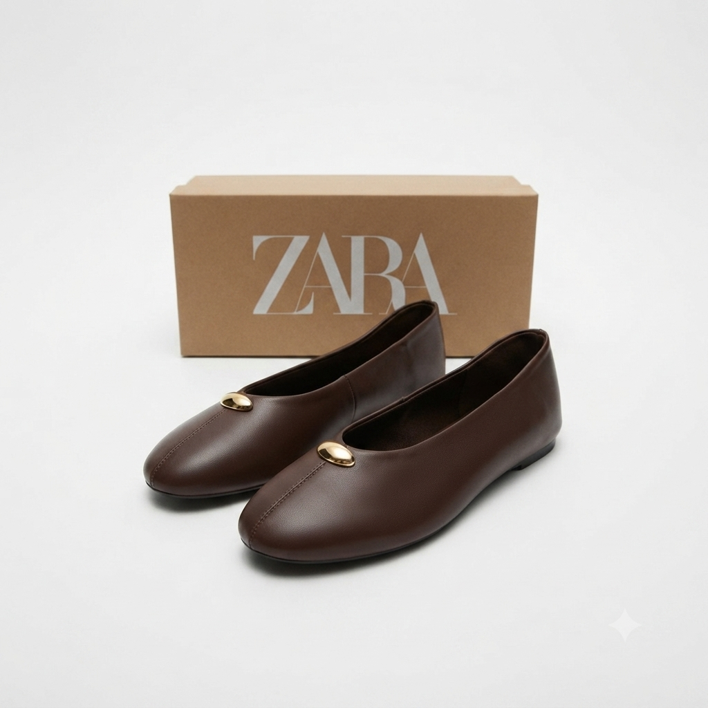 Zara Leather Ballet Flats