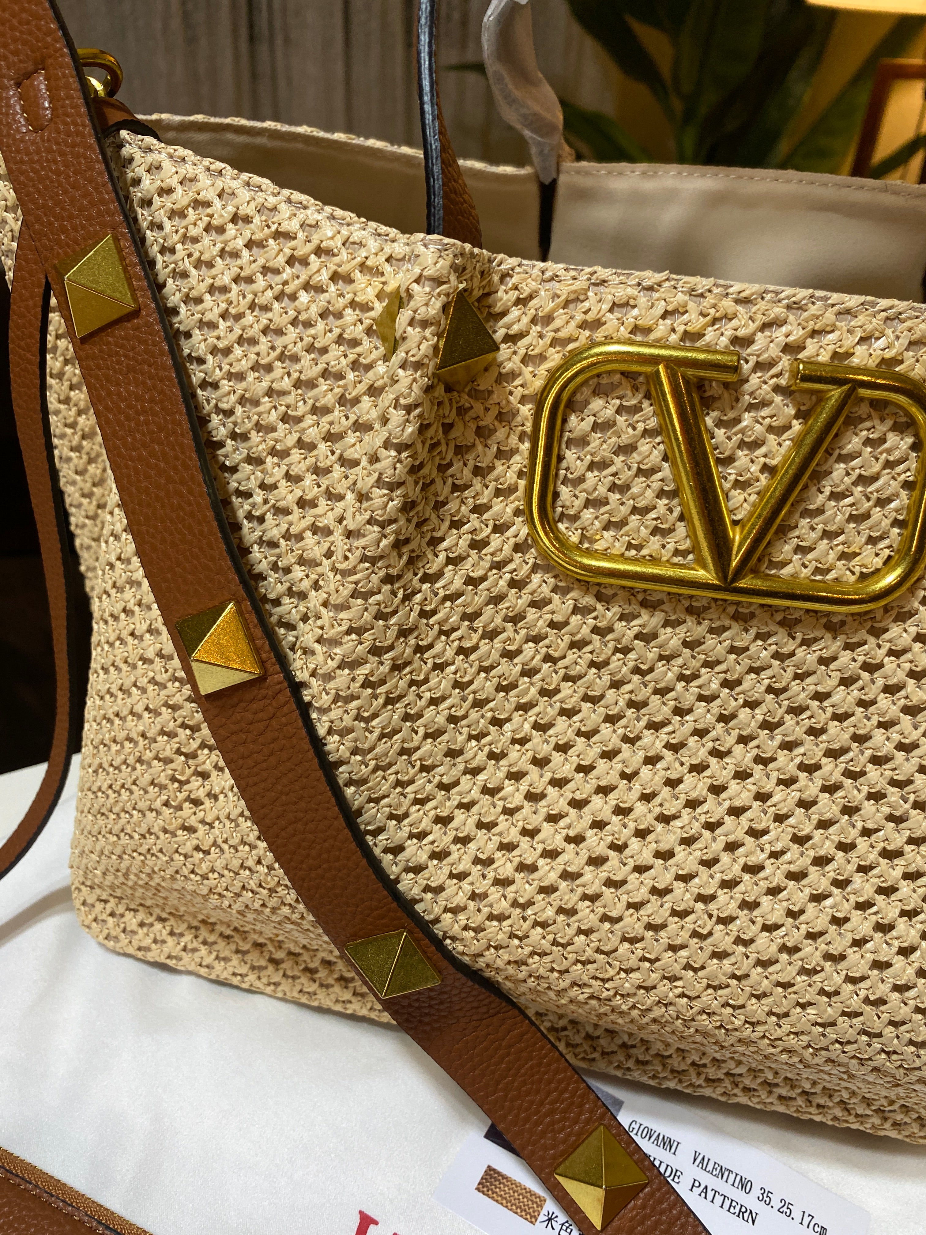 Medium Straw Tote Valentino Bag