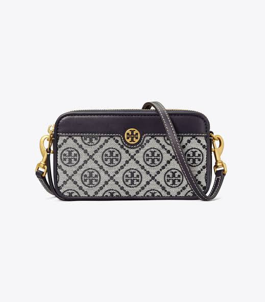 TORY BURCH T MONOGRAM JACQUARD DOUBLE-ZIP MINI BAG