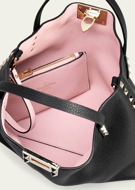 Valentino Rockstud Leather Tote Bag with Detachable Pouch