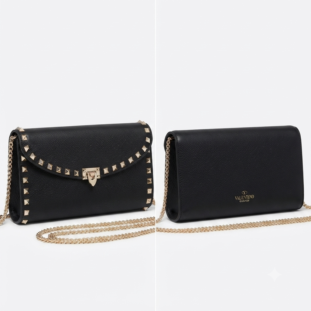 Valentino Garavani Rockstud Metallic Chain Clutch