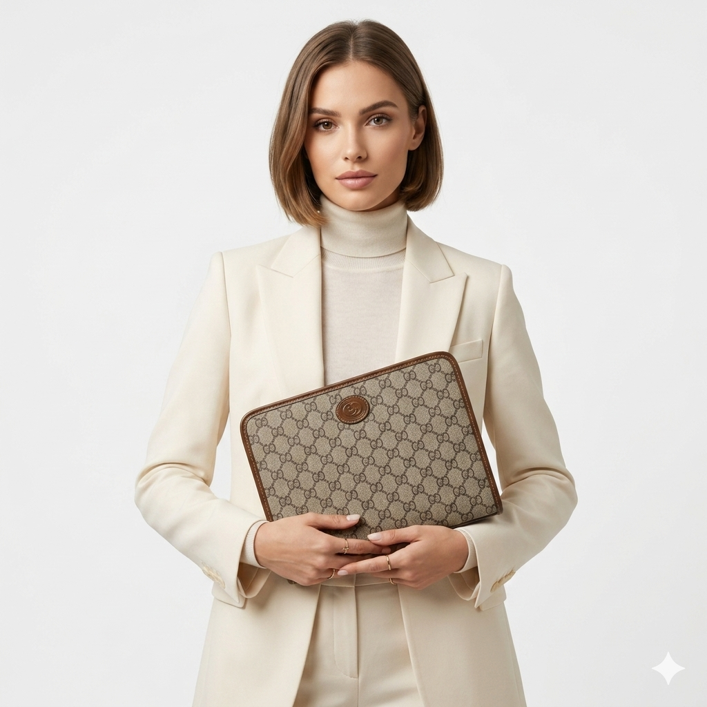 Gucci GG Supreme Zip Clutch
