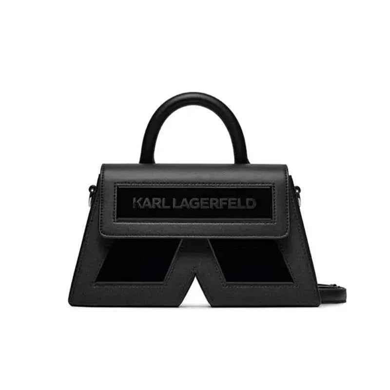 KARL LAGERFELD Women Black Icon K Leather Crossbody Bag