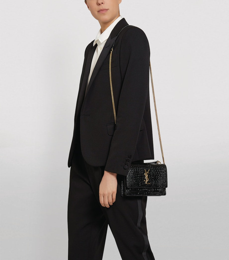 Saint Laurent Cassandra Croc-Embossed Top Handle Bag