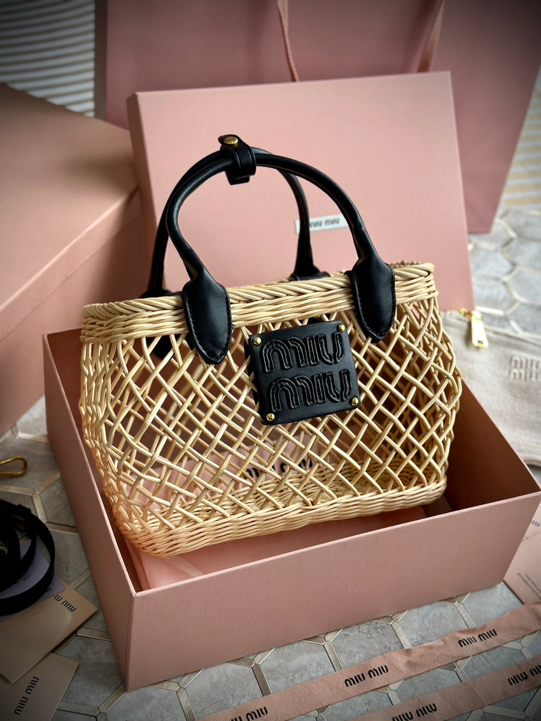 Miu Miu Wicker Basket Bag