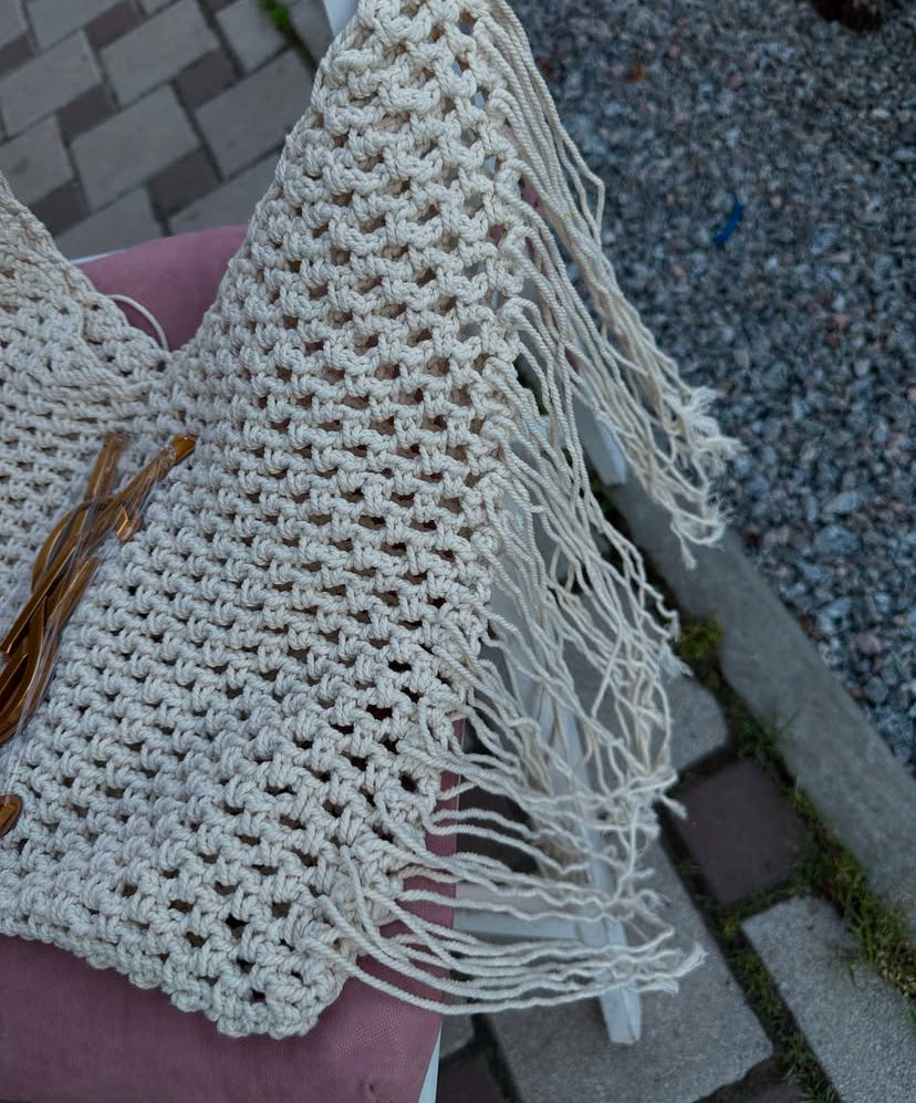 Saint Laurent Crochet Fringe Hobo Bag