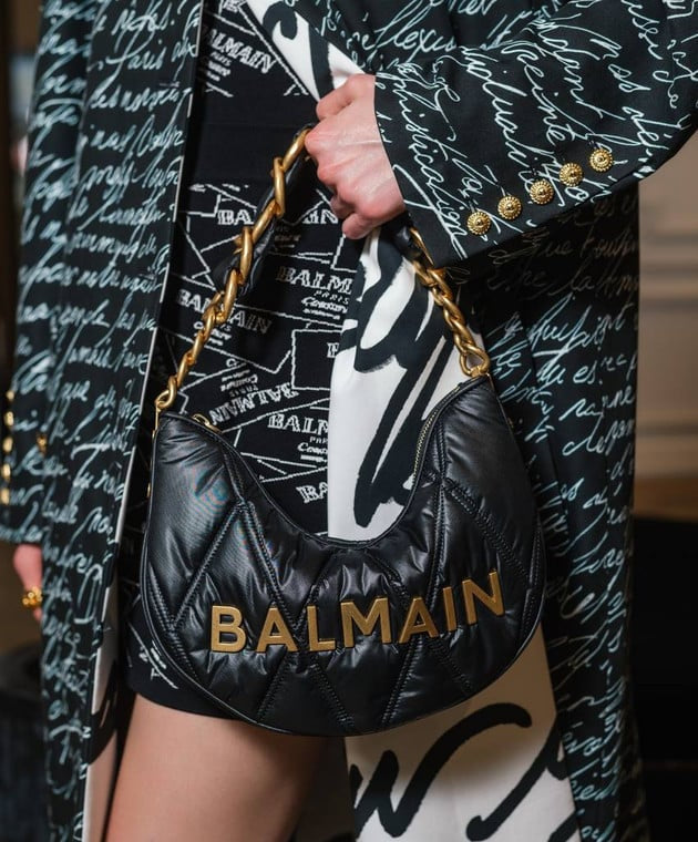 Balmain Quilted Crescent Bag