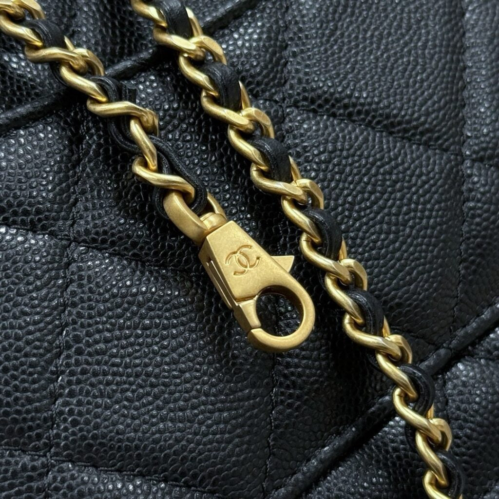 Chanel Shiny Caviar Quilted Mini Top Handle Flap Bag