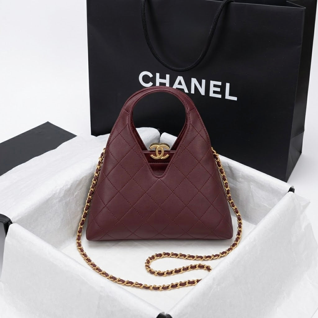 Chanel Small Quilted Hobo Bag with Cutout Handle