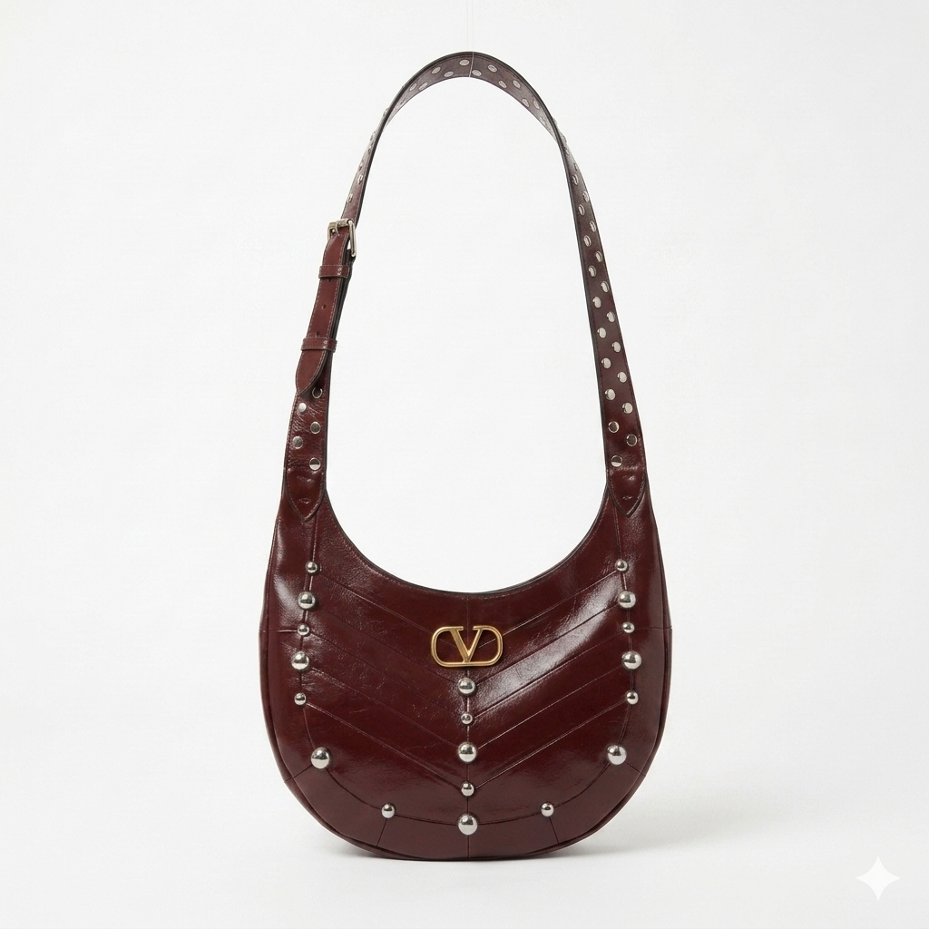 Valentino Garavani VLogo Suede Studded Hobo Bag