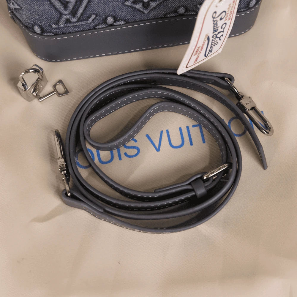 ‏Louis Vuitton Alma BB Denim Bag – Blue Monogram with Grey Leather trim